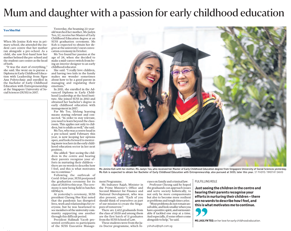30 Apr 2021 Mum and Daughter with a Passion for Early Childhood Education