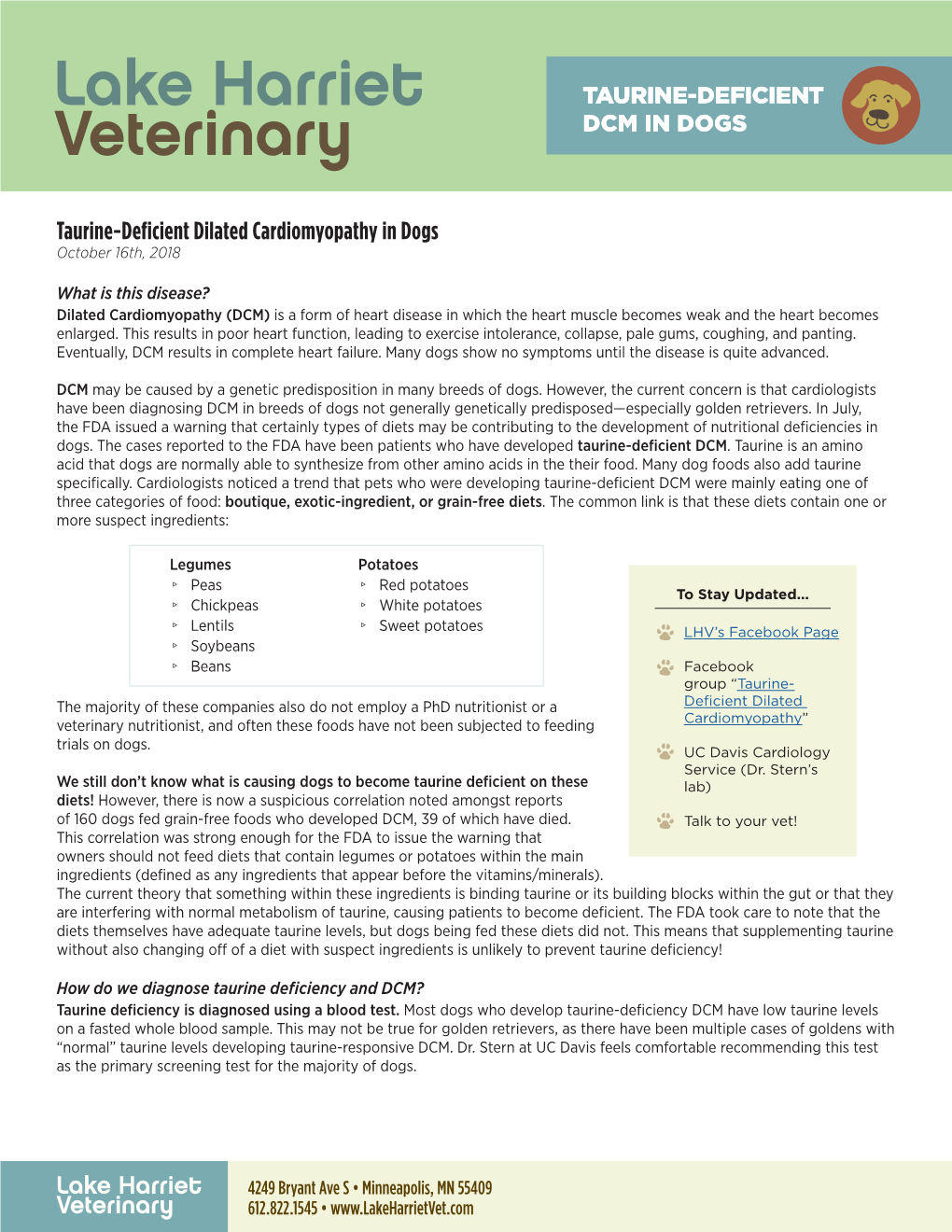 Taurine-Deficient Dilated Cardiomyopathy in Dogs October 16Th, 2018