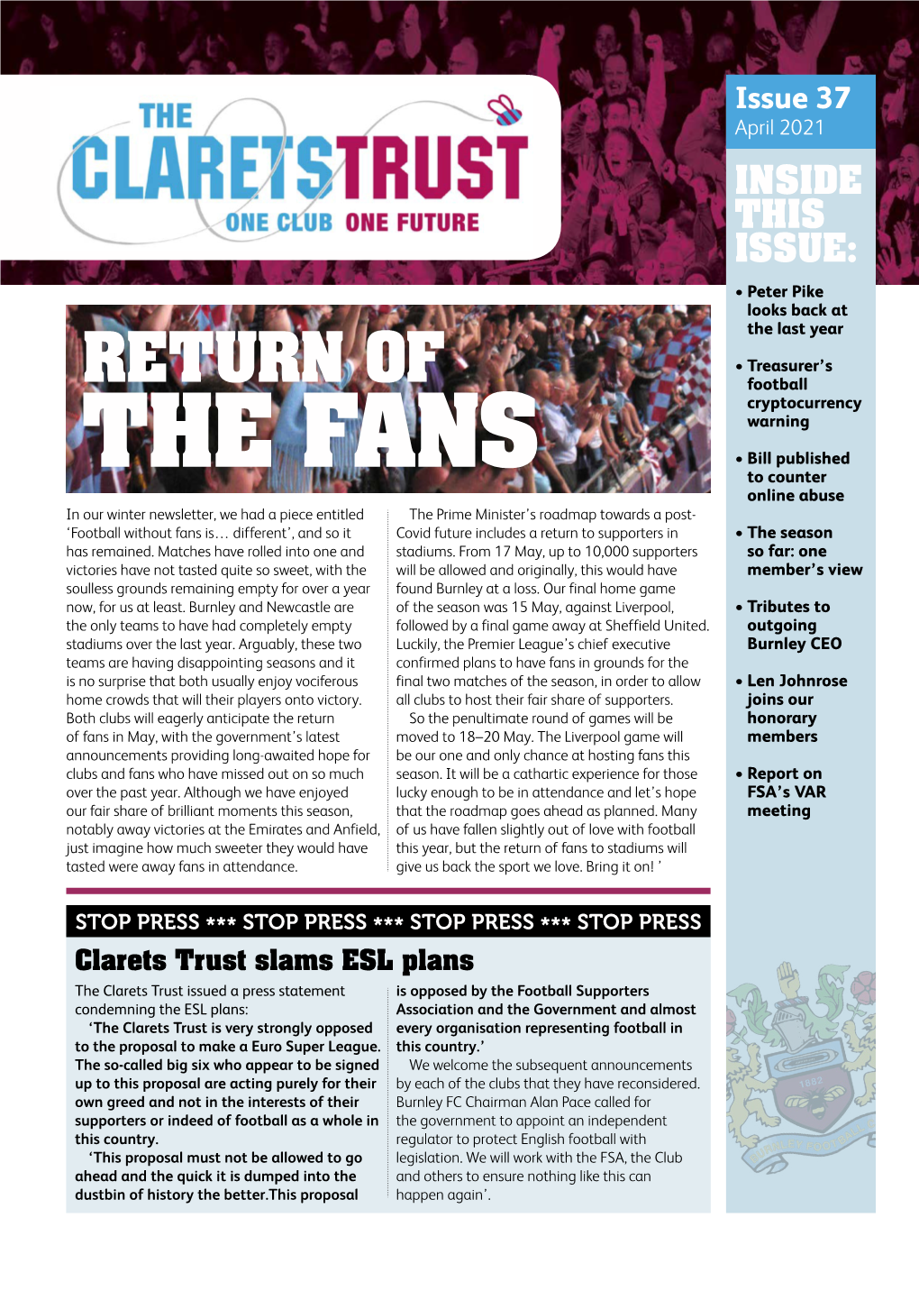 Clarets Trust Newsletter – Issue 37