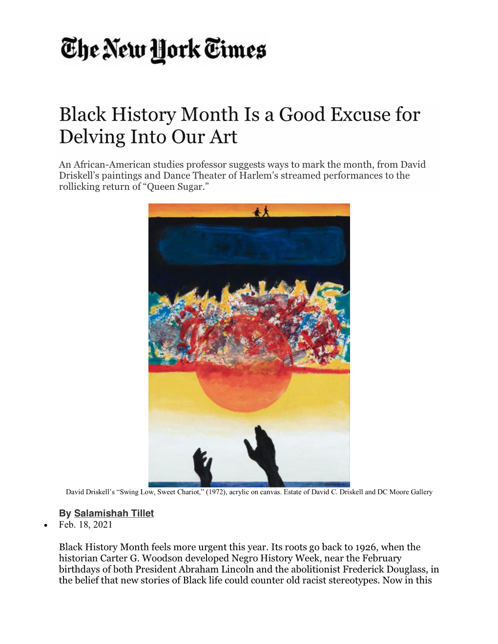 Nytimes Black History Month Is a Good Excuse for Delving Into Our