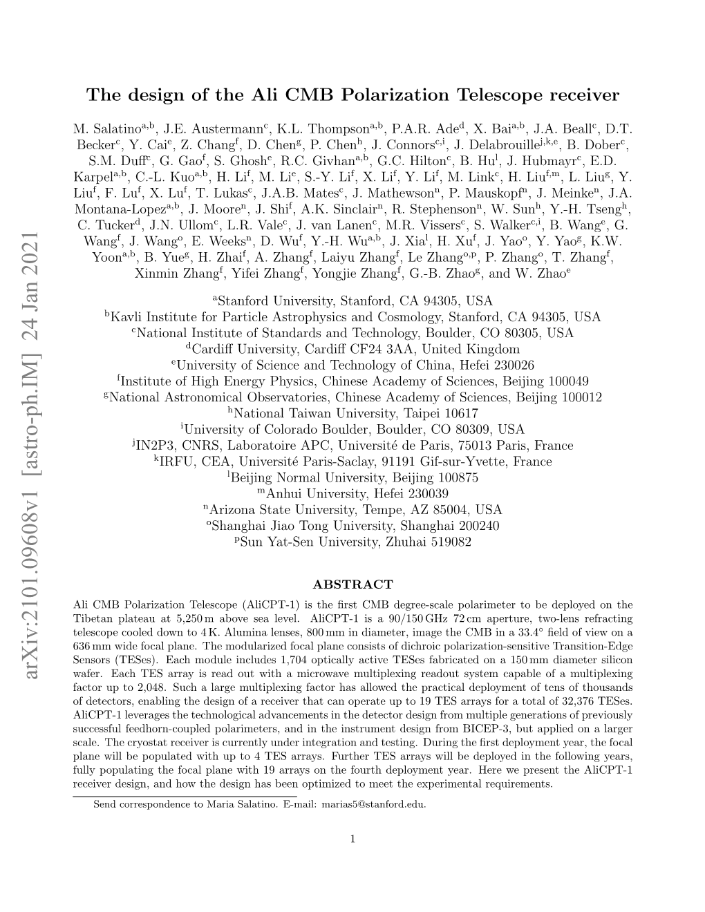 The Design of the Ali CMB Polarization Telescope Receiver