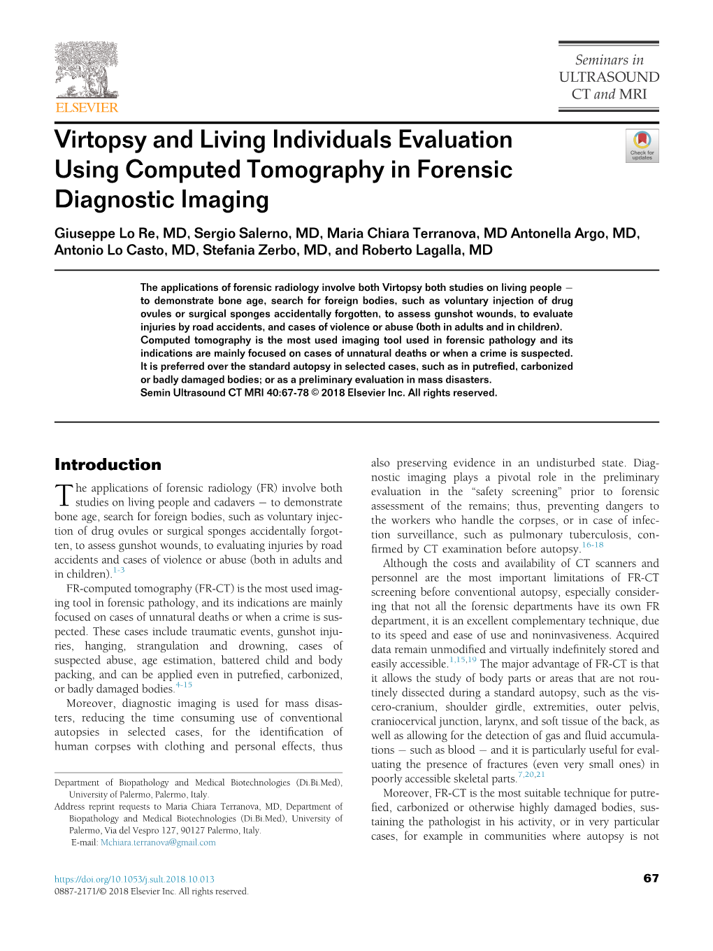 Virtopsy and Living Individuals Evaluation Using Computed