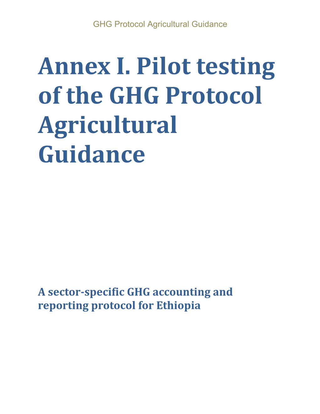 GHG Protocol Agricultural Guidance