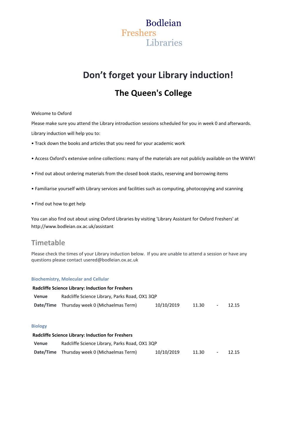 Don't Forget Your Library Induction!