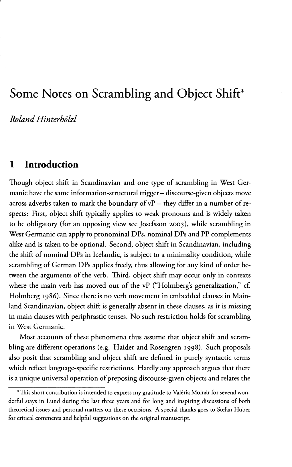 Some Notes on Scrambling and Object Shift*