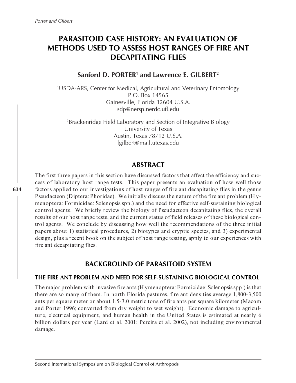 Parasitoid Case History: an Evaluation of Methods Used to Assess Host Ranges of Fire Ant Decapitating Flies