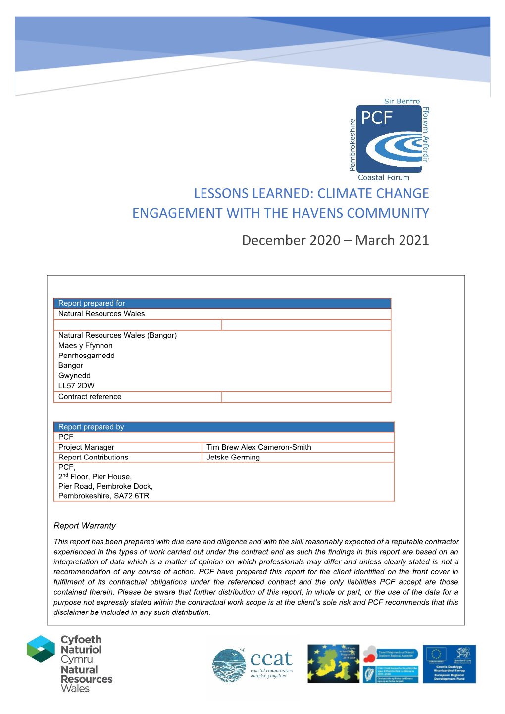 LESSONS LEARNED: CLIMATE CHANGE ENGAGEMENT with the HAVENS COMMUNITY December 2020 – March 2021