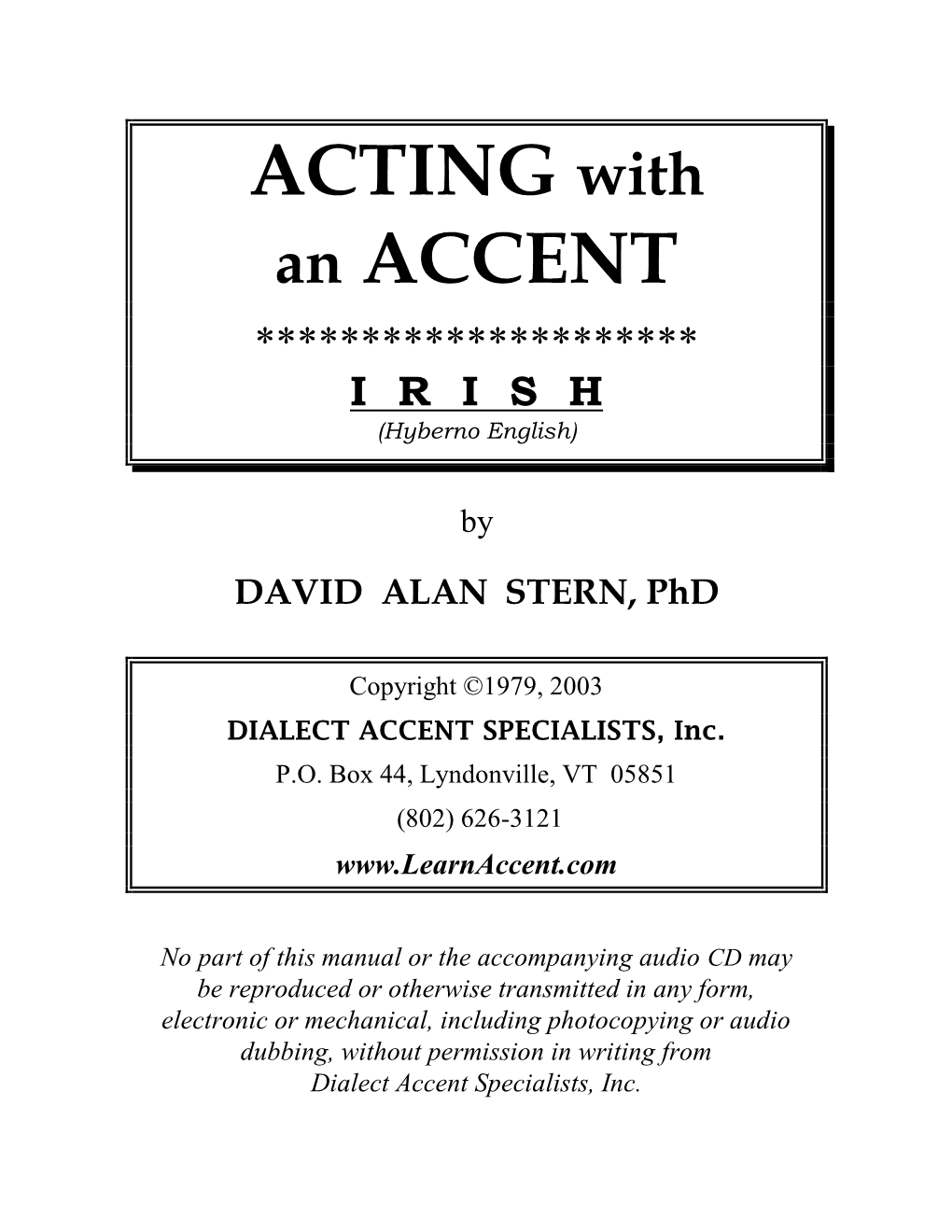 ACTING with an ACCENT