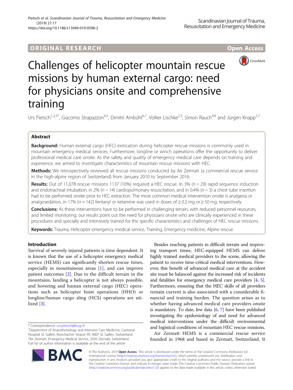 Challenges of Helicopter Mountain Rescue Missions by Human External