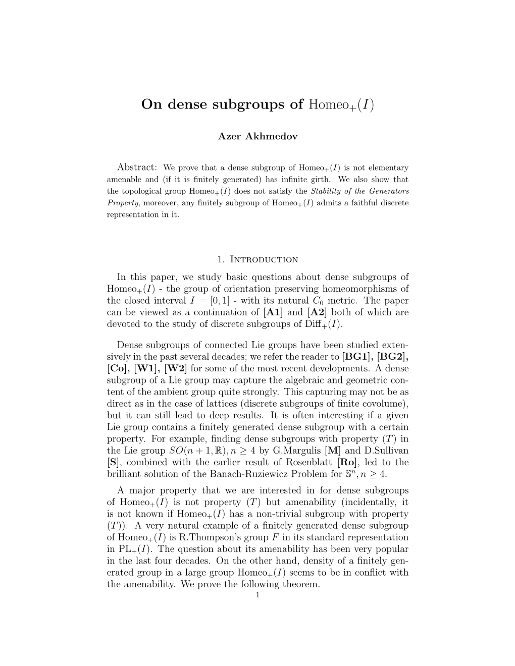 On Dense Subgroups of Homeo +(I)