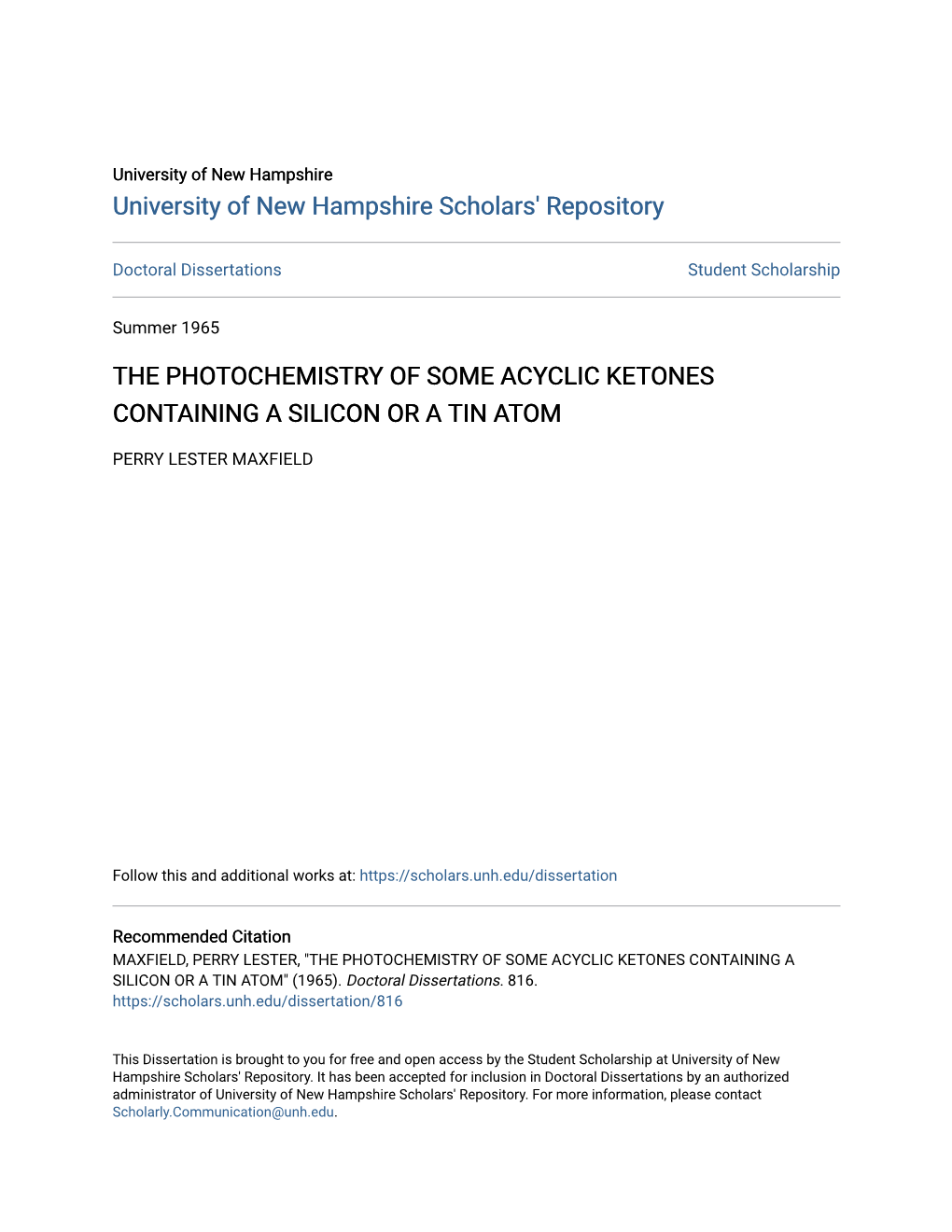 The Photochemistry of Some Acyclic Ketones Containing a Silicon Or a Tin Atom