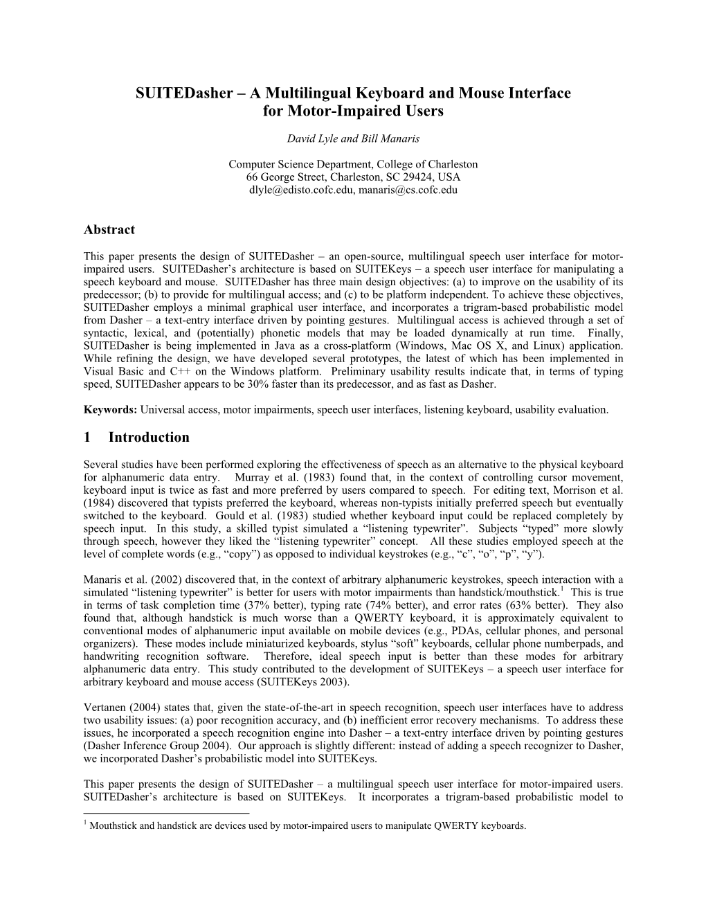 A Multilingual Keyboard and Mouse Interface for Motor-Impaired Users