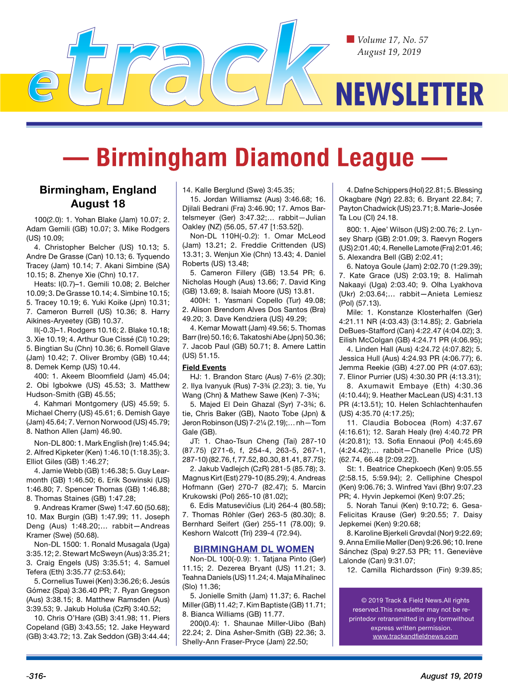 — Birmingham Diamond League —