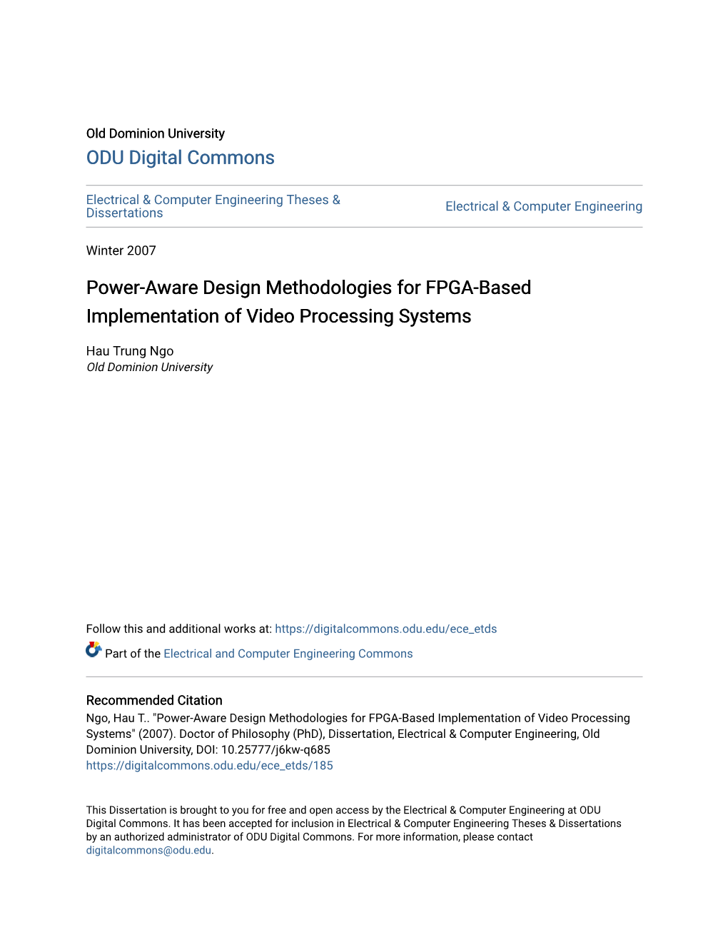 Power-Aware Design Methodologies for FPGA-Based Implementation of Video Processing Systems