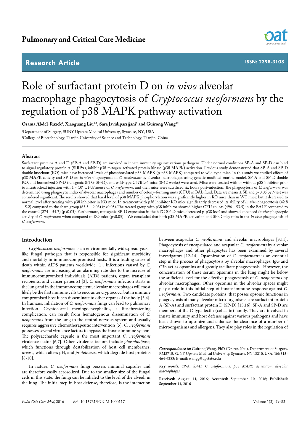 Role of Surfactant Protein D on in Vivo Alveolar Macrophage Phagocytosis