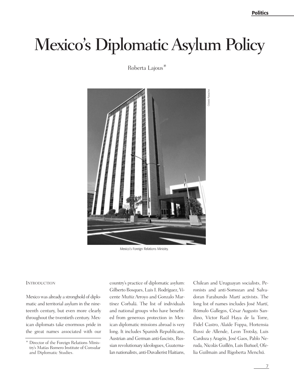 Mexico's Diplomatic Asylum Policy
