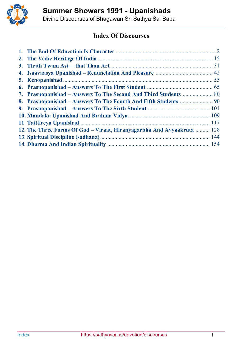 Upanishads Divine Discourses of Bhagawan Sri Sathya Sai Baba