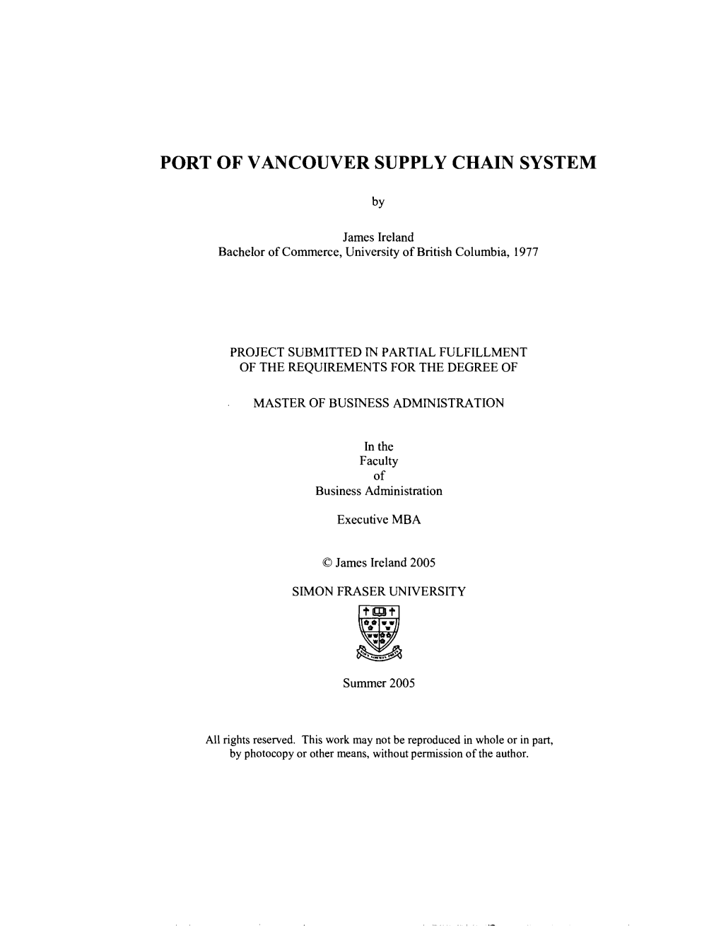 Port of Vancouver Supply Chain System