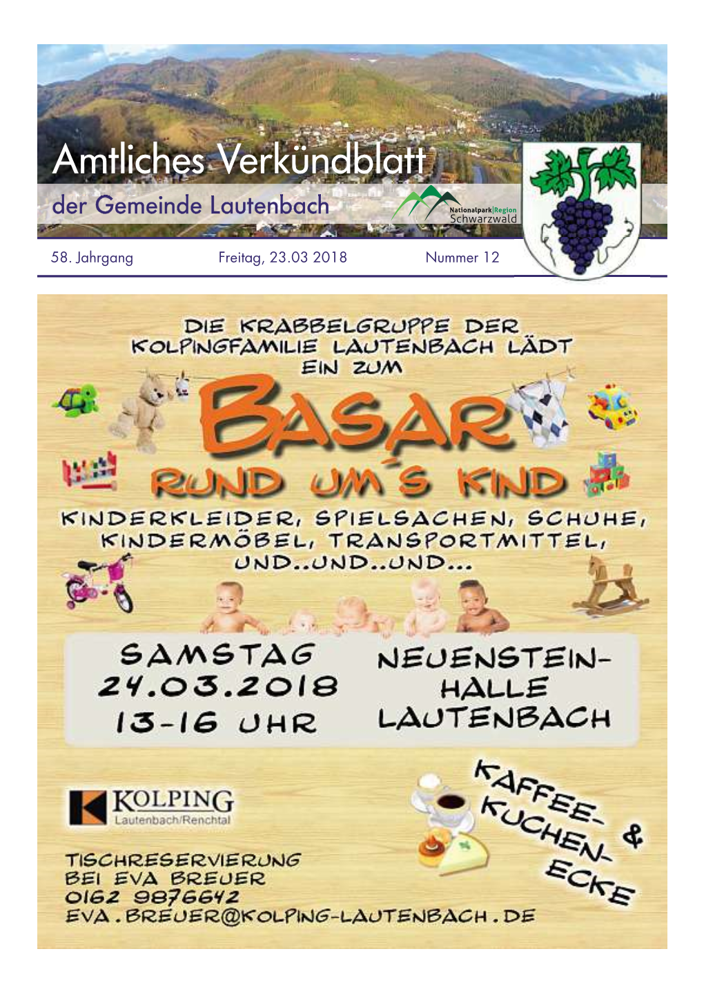 Amtliches Verkündblatt Der Gemeinde Lautenbach