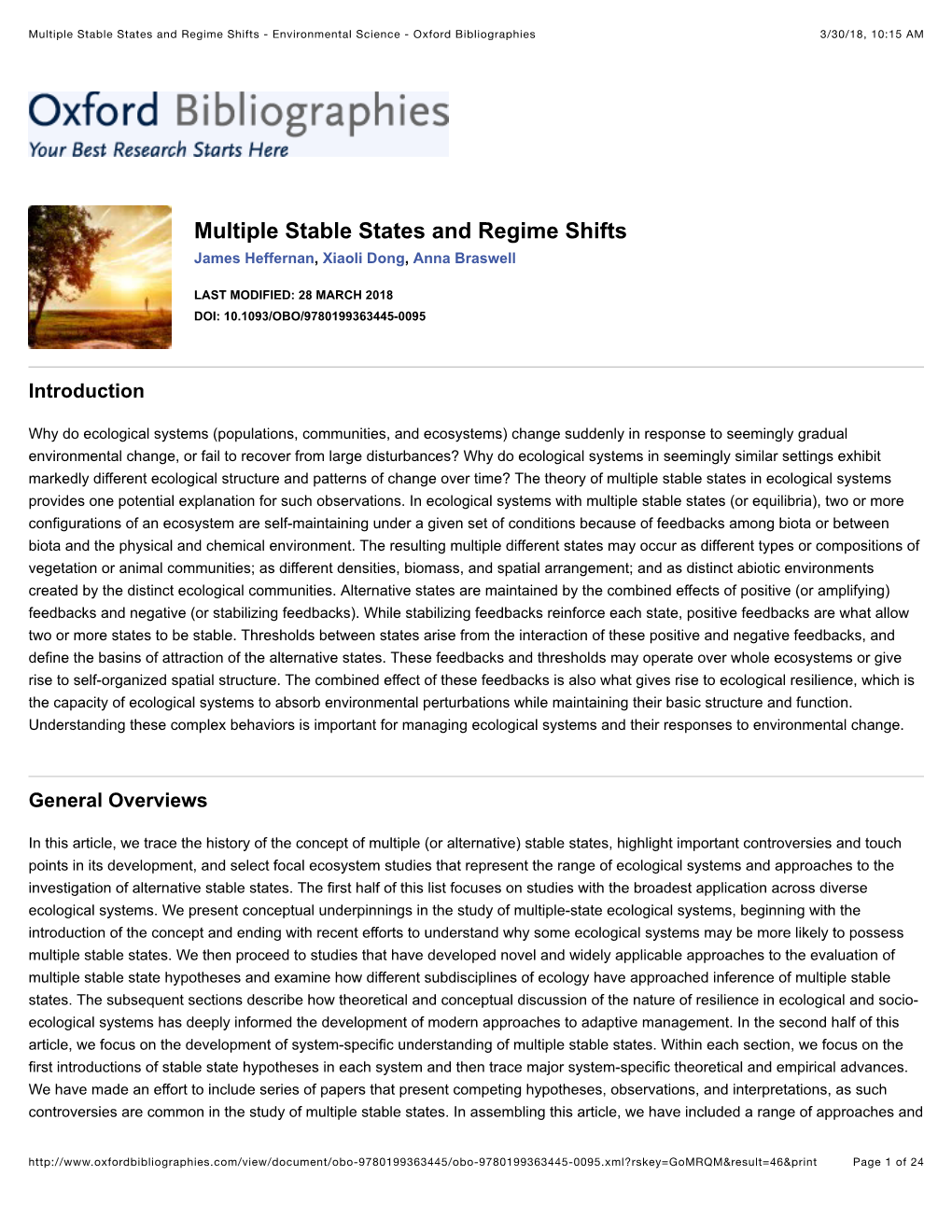 Multiple Stable States and Regime Shifts - Environmental Science - Oxford Bibliographies 3/30/18, 10:15 AM