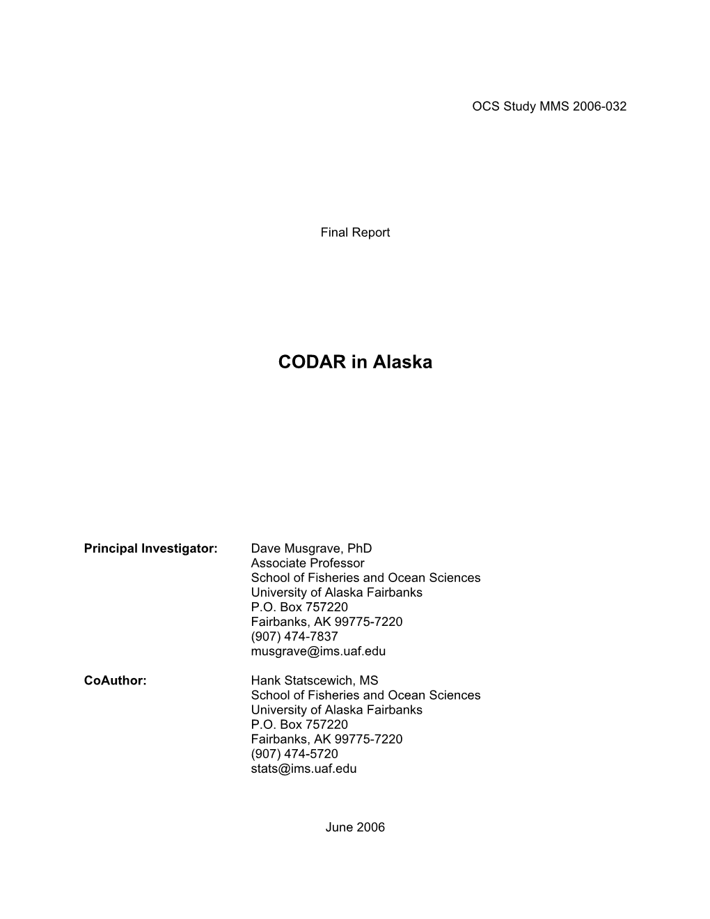 CMI Cook Inlet Surface Current Mapping Final Report