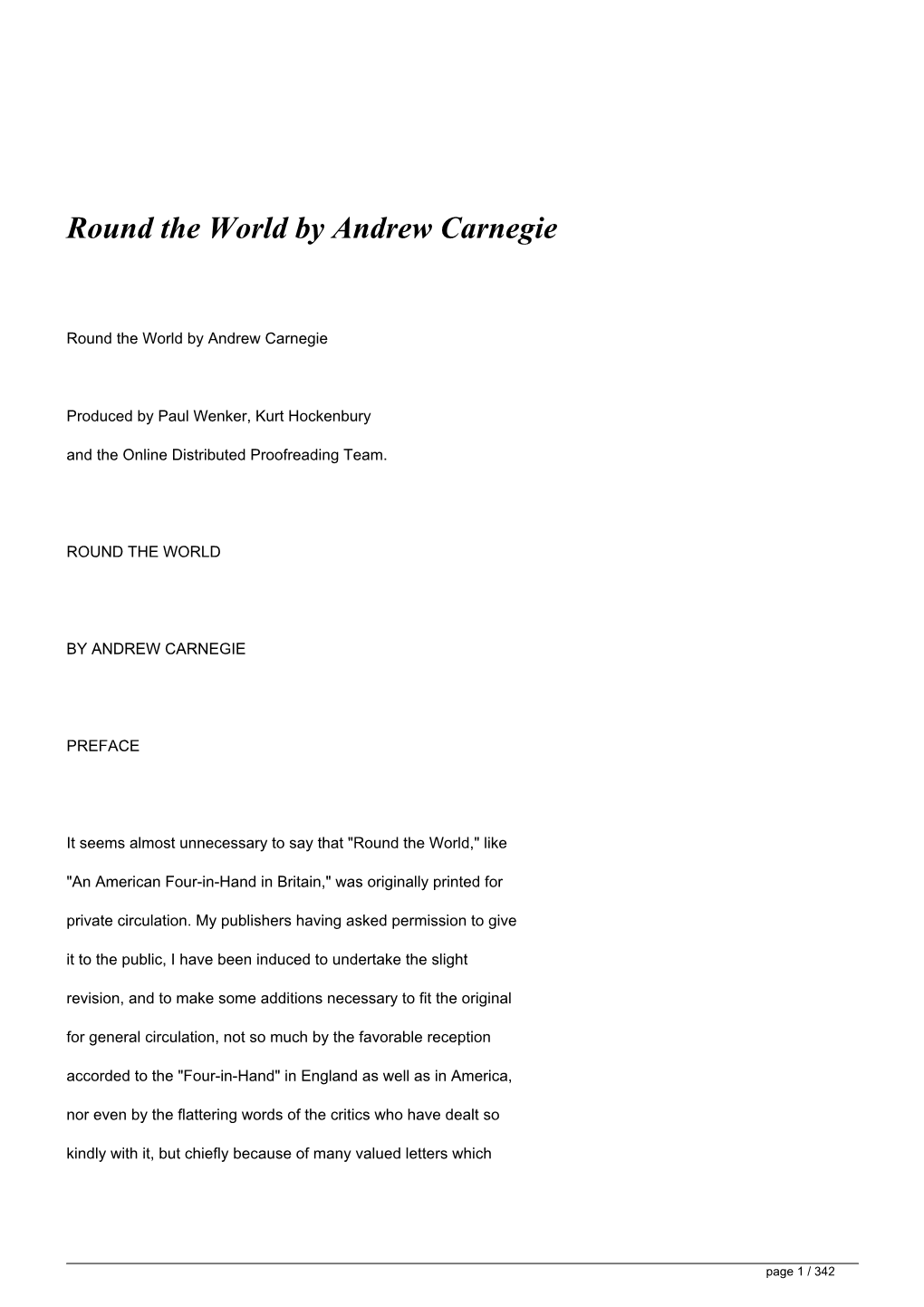 Round the World by Andrew Carnegie</H1>