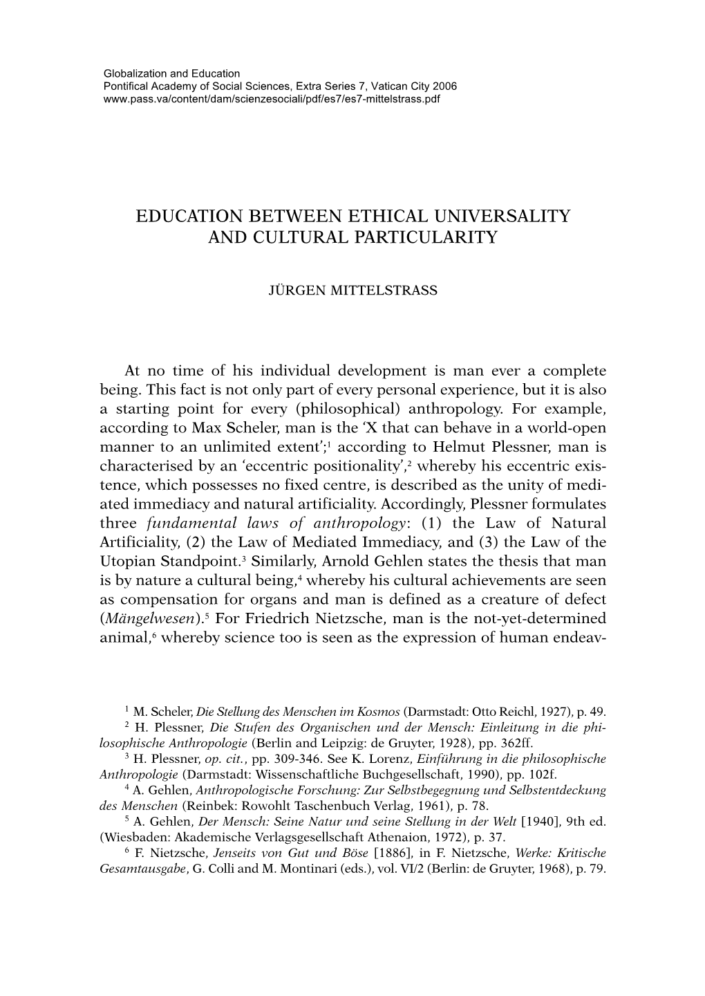 Education Between Ethical Universality and Cultural Particularity