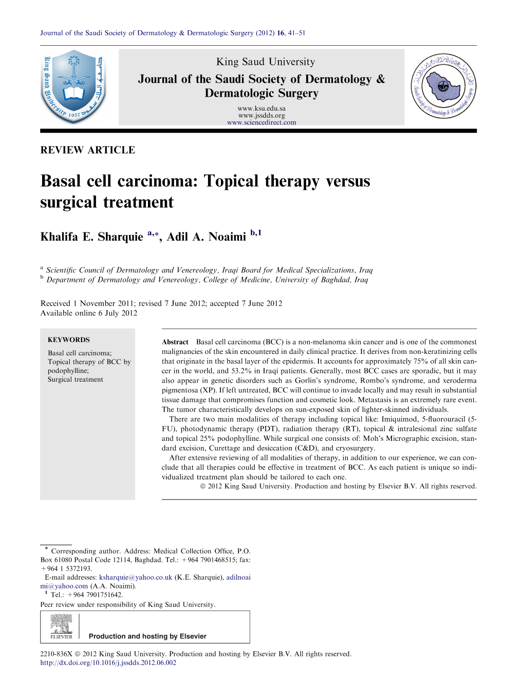 Basal Cell Carcinoma: Topical Therapy Versus Surgical Treatment