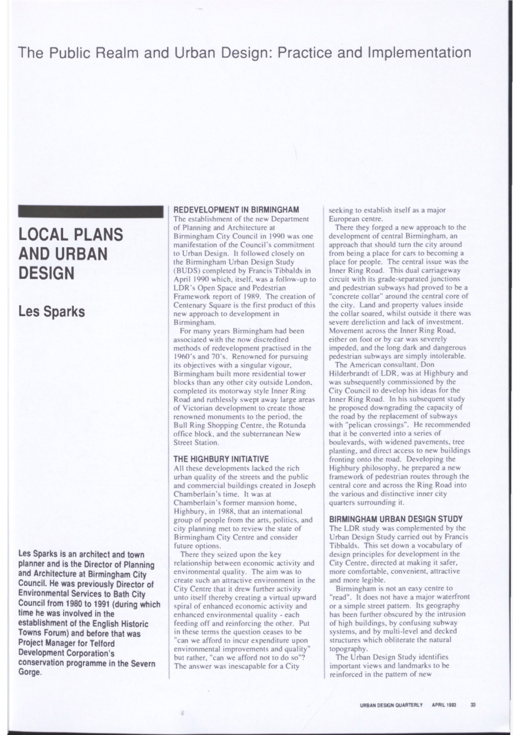 Local Plans and Urban Design