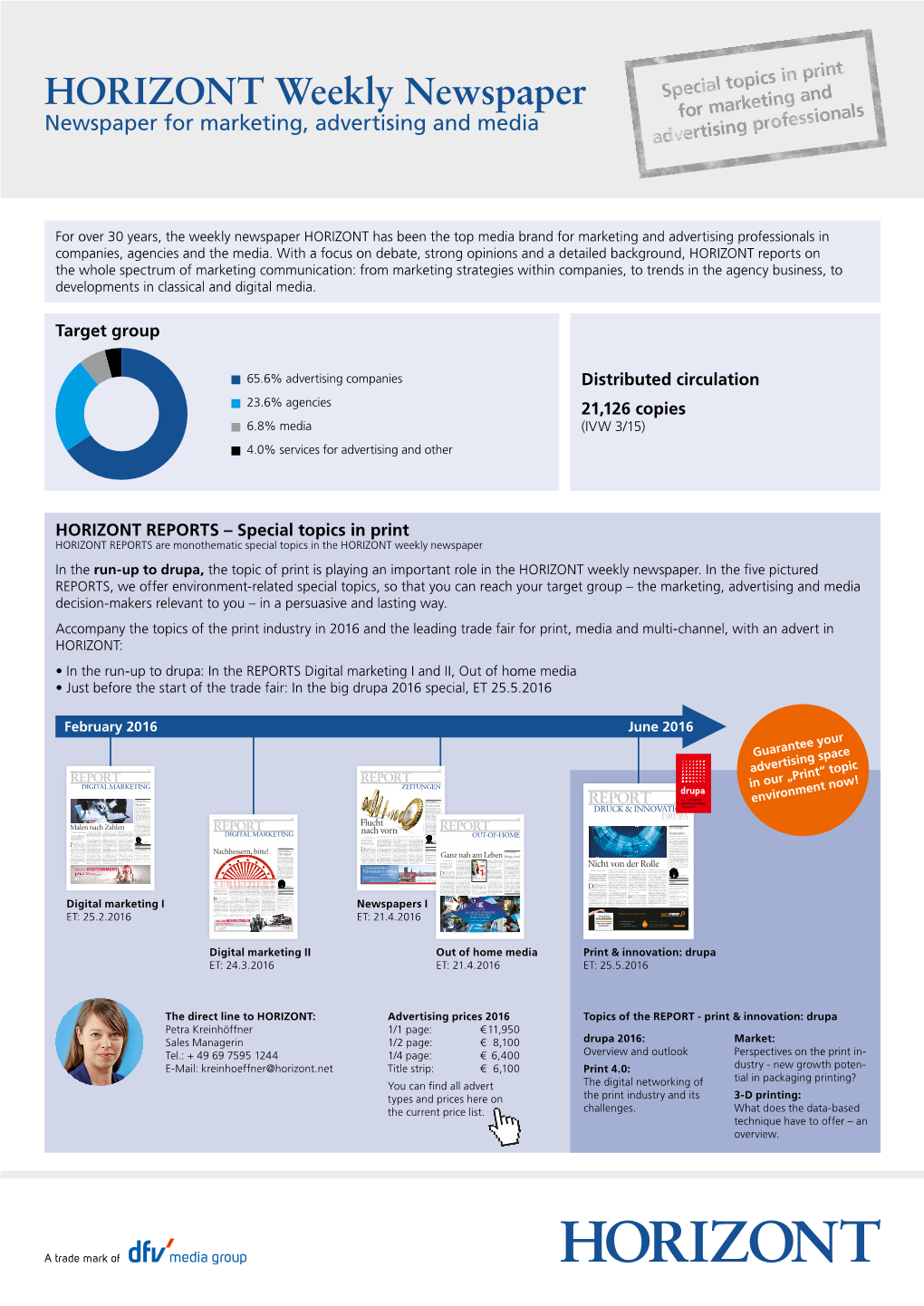 HORIZONT Weekly Newspaper Newspaper for Marketing, Advertising and Media