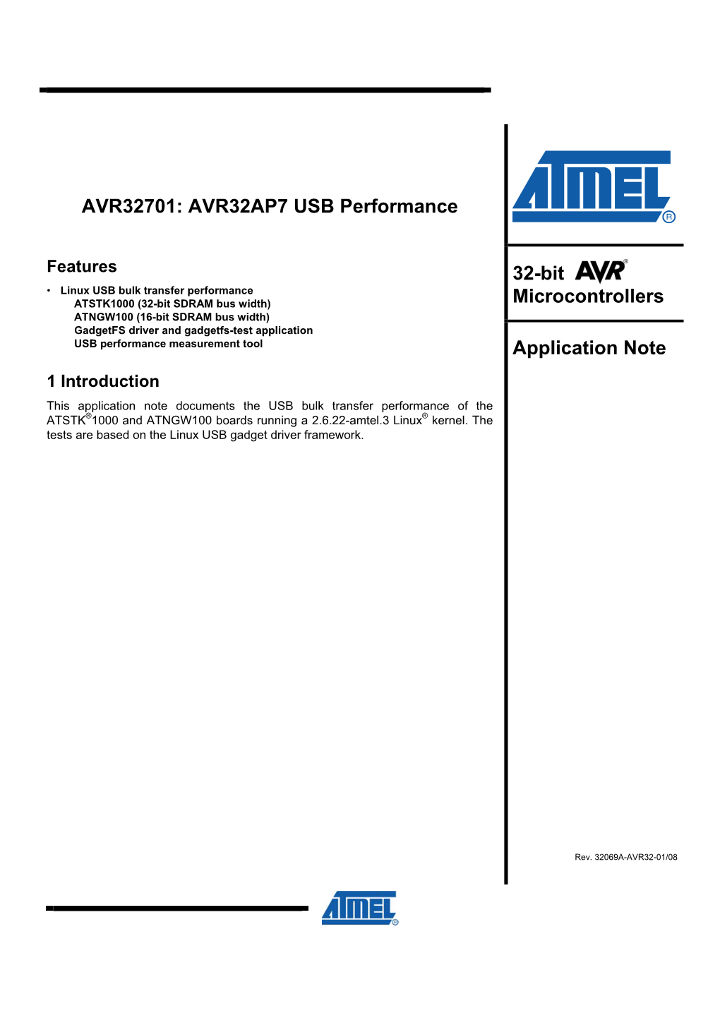 AVR32701: AVR32AP7 USB Performance