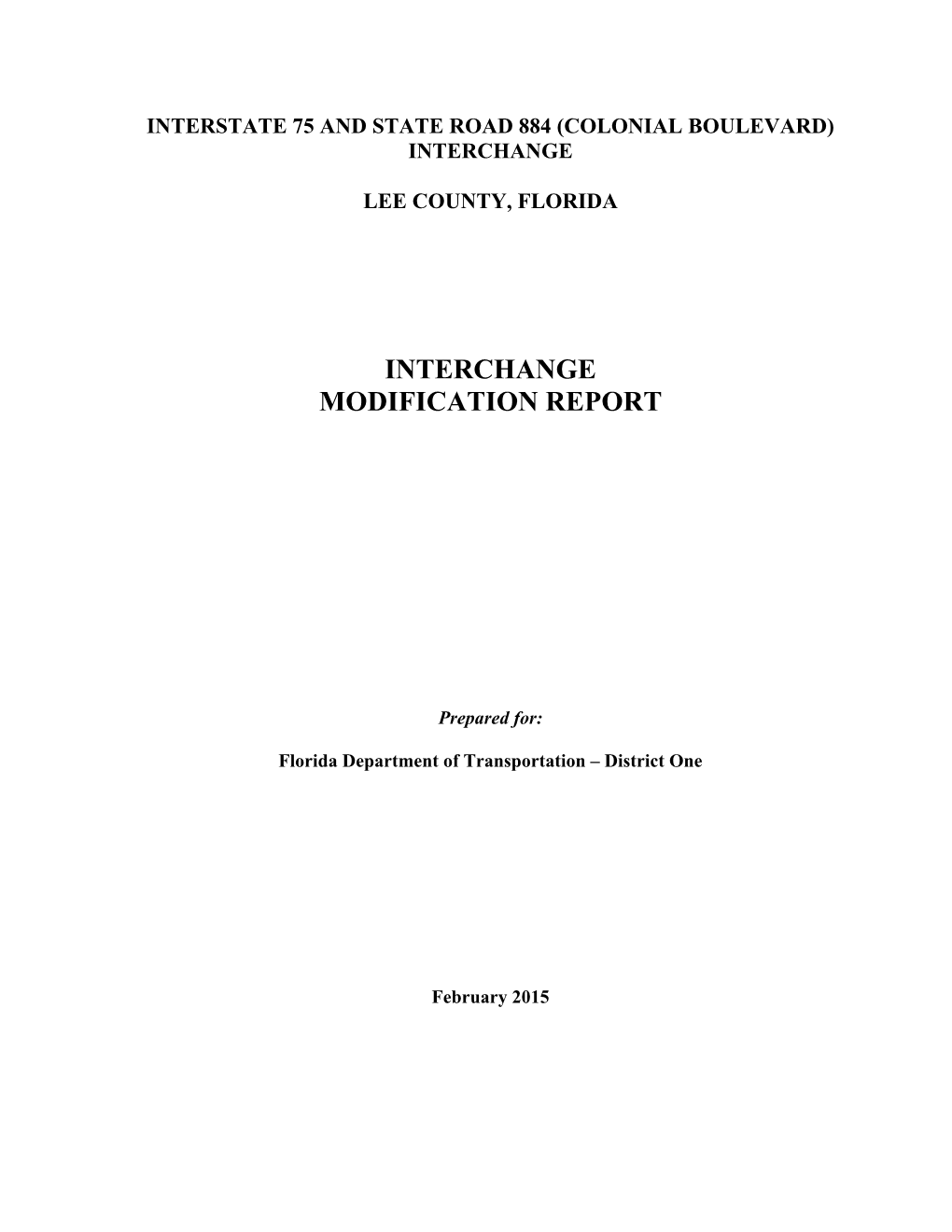 Interchange Modification Report