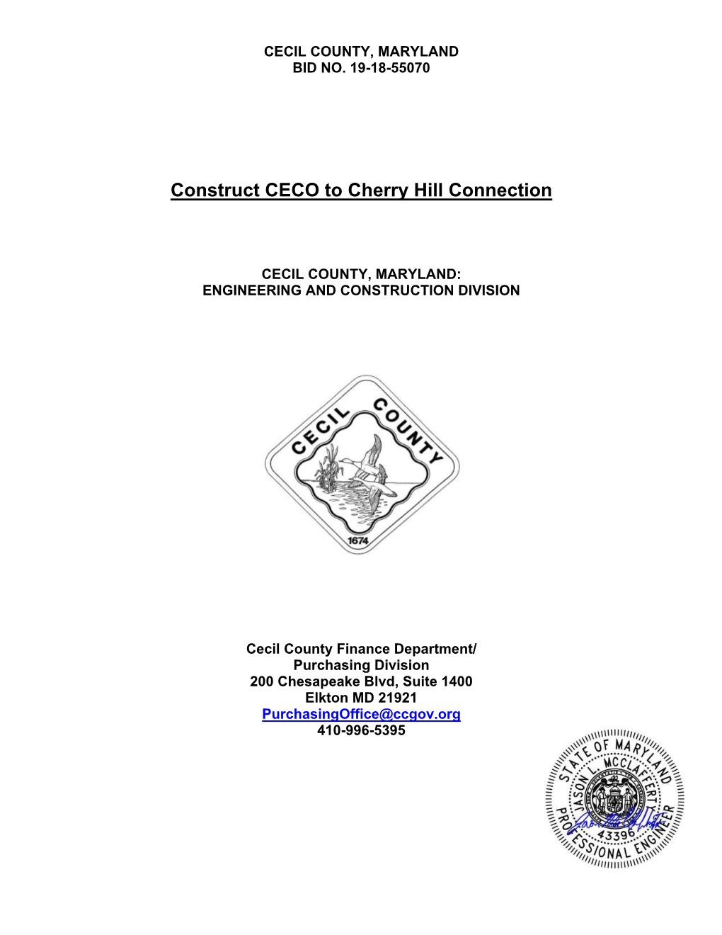 BID 19-18 Construct CECO to Cherry Hill Connection