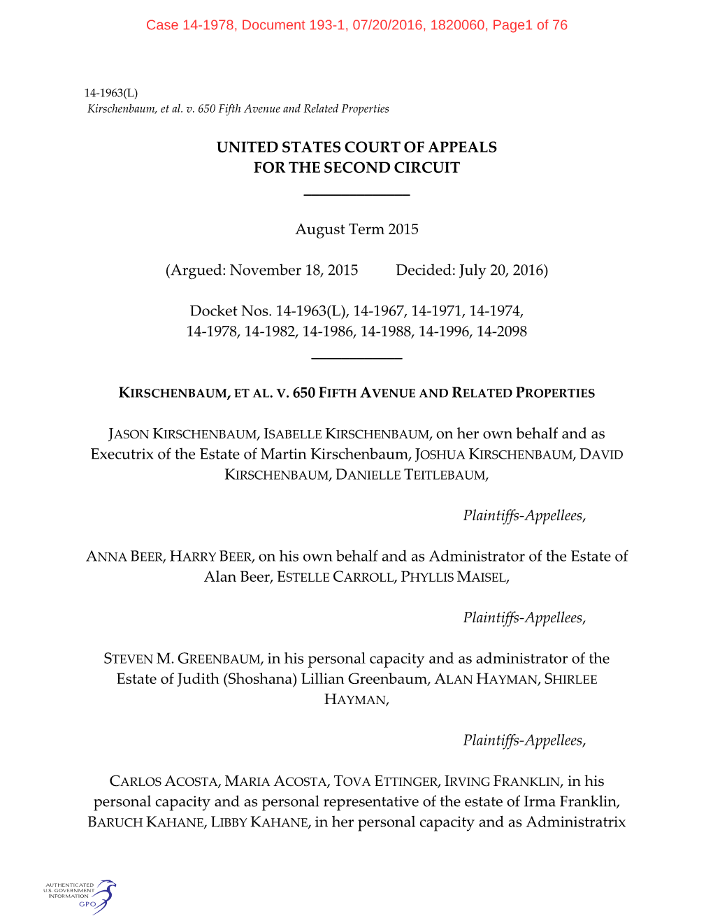 UNITED STATES COURT of APPEALS for the SECOND CIRCUIT August Term 2015