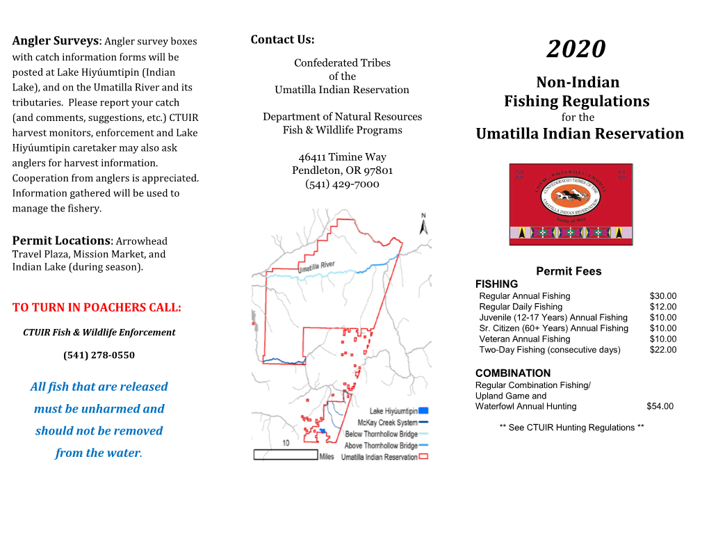 Non-Indian Fishing Regulations Umatilla Indian Reservation