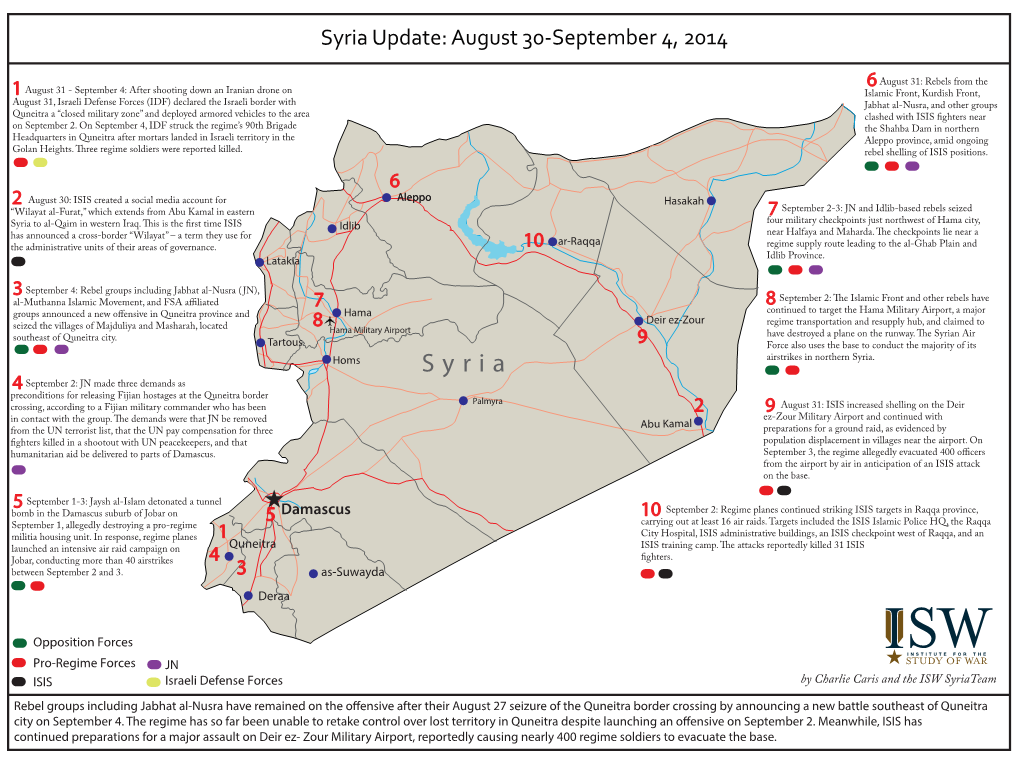 Syria Update: August 30-September 4, 2014
