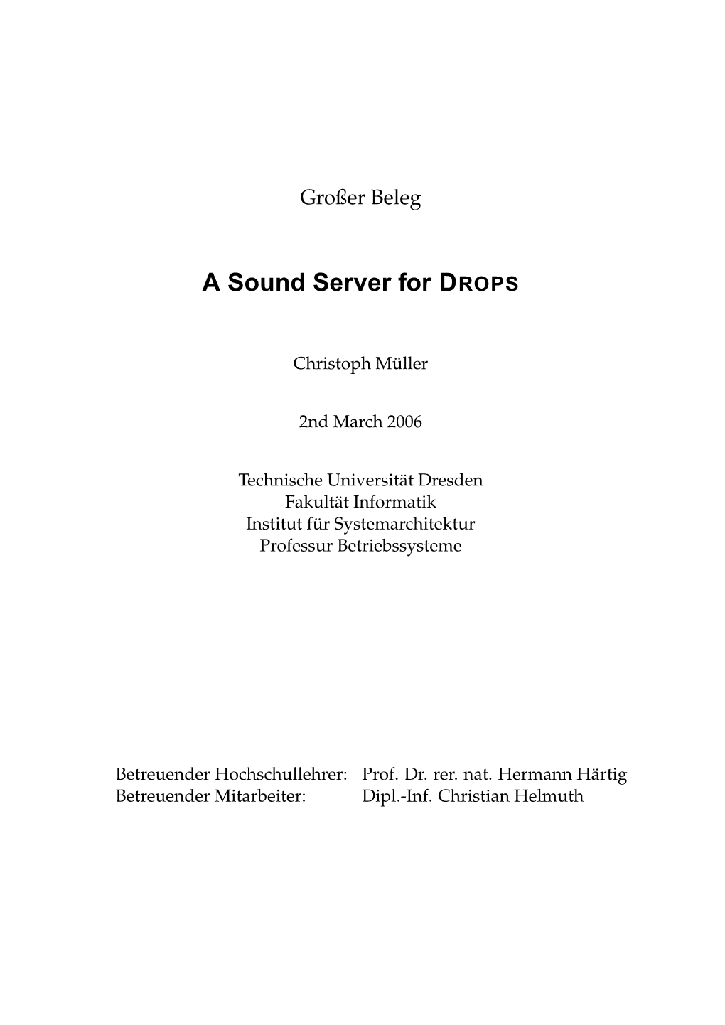 A Sound Server for DROPS