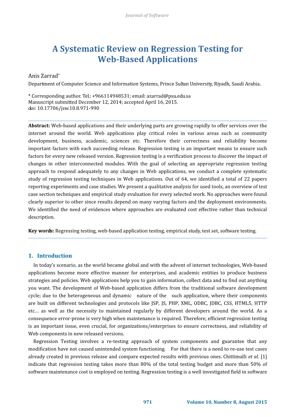 A Systematic Review on Regression Testing for Web-Based Applications