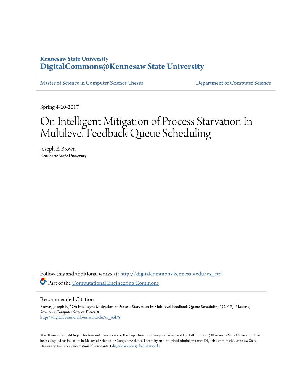 On Intelligent Mitigation of Process Starvation in Multilevel Feedback Queue Scheduling Joseph E