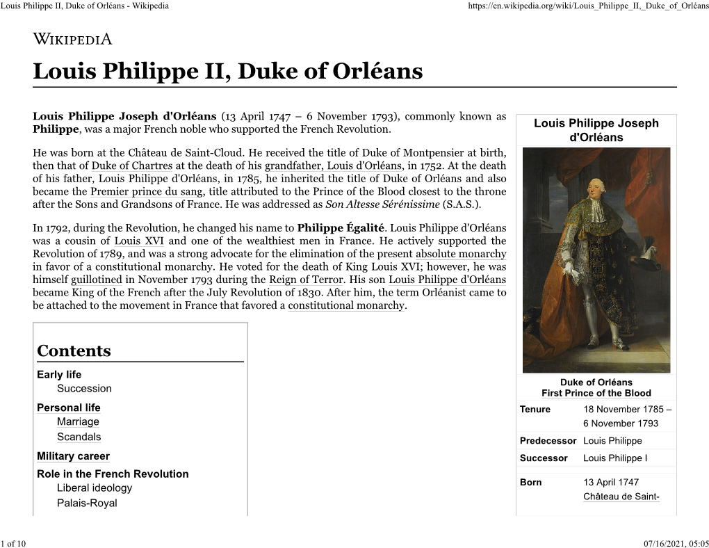 Louis Philippe II, Duke of Orléans - Wikipedia