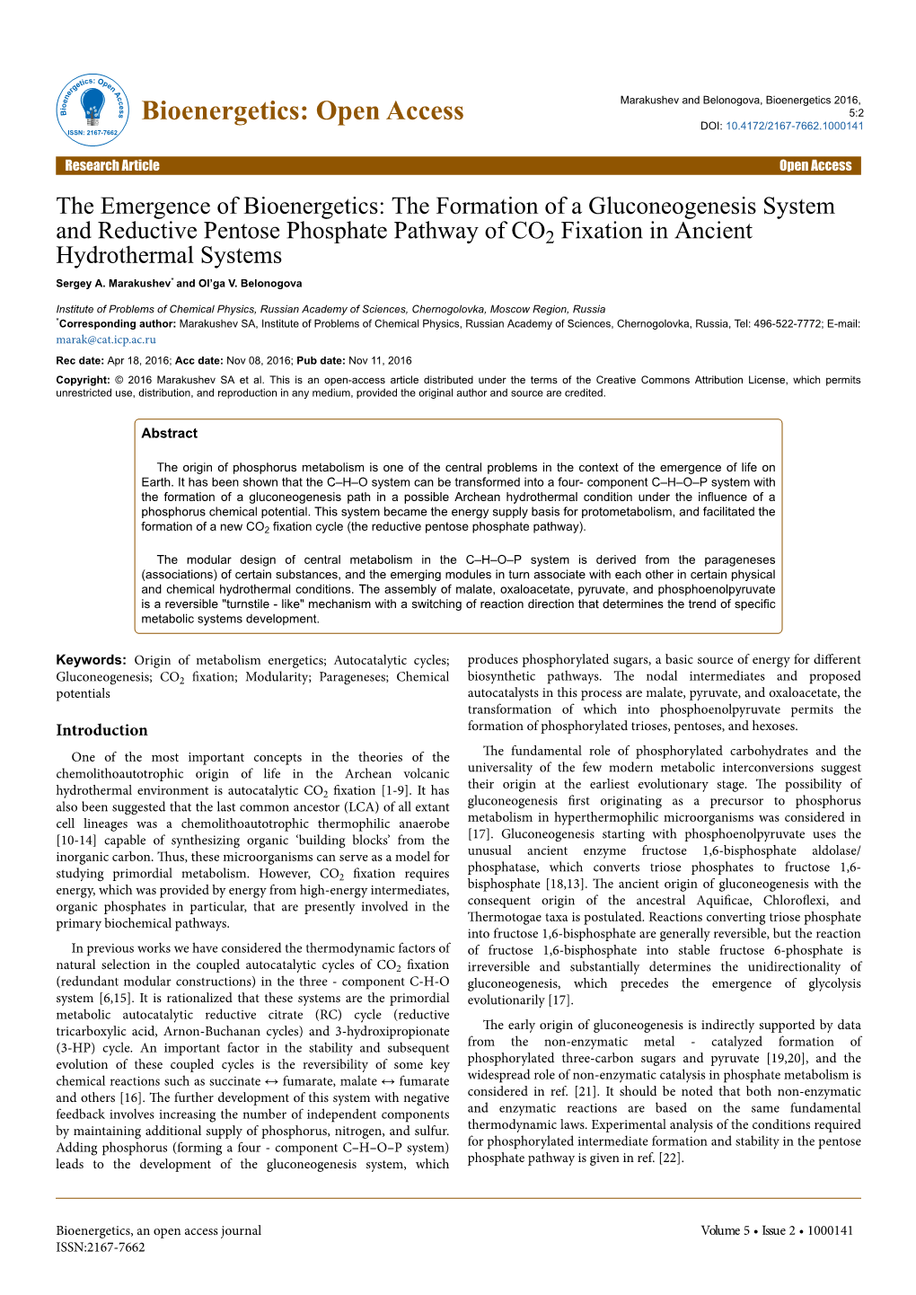 The Formation of a Gluconeogenesis System and Reductive Pentose Phosphate Pathway of CO2 Fixation in Ancient Hydrothermal Systems Sergey A