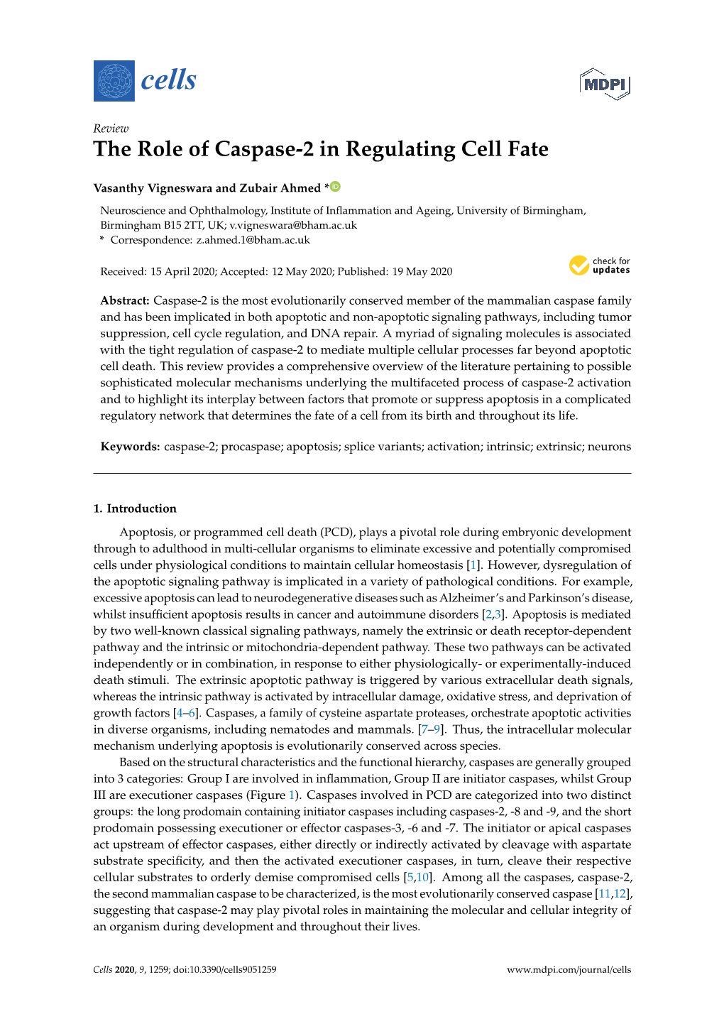 The Role of Caspase-2 in Regulating Cell Fate