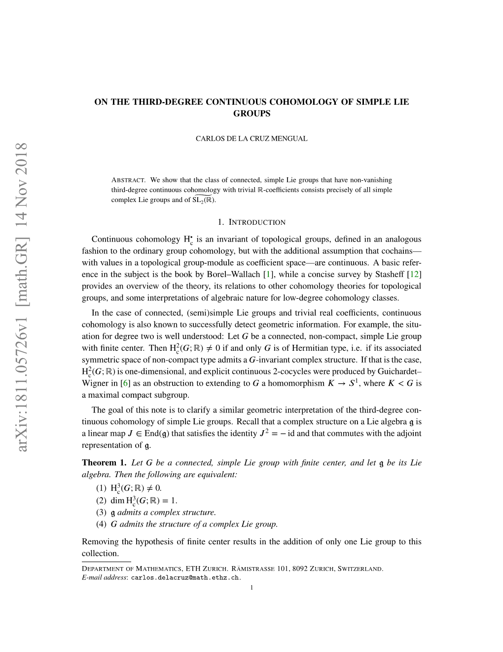 On the Third-Degree Continuous Cohomology of Simple Lie Groups 2