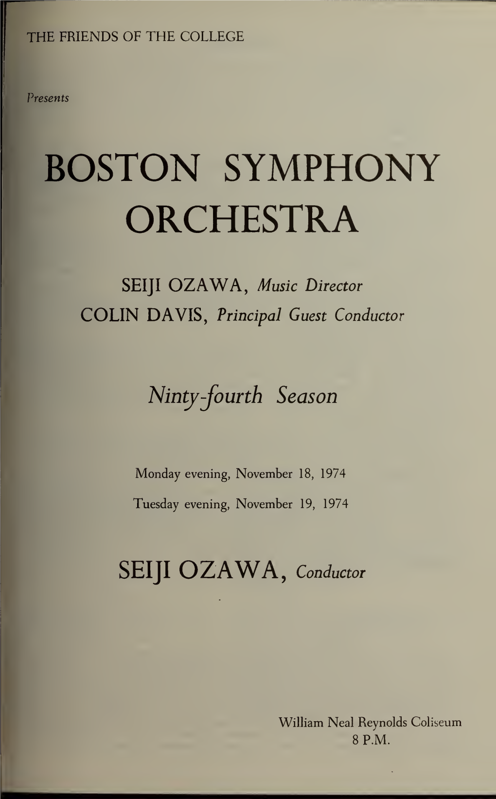 Boston Symphony Orchestra Concert Programs, Season 94, 1974-1975