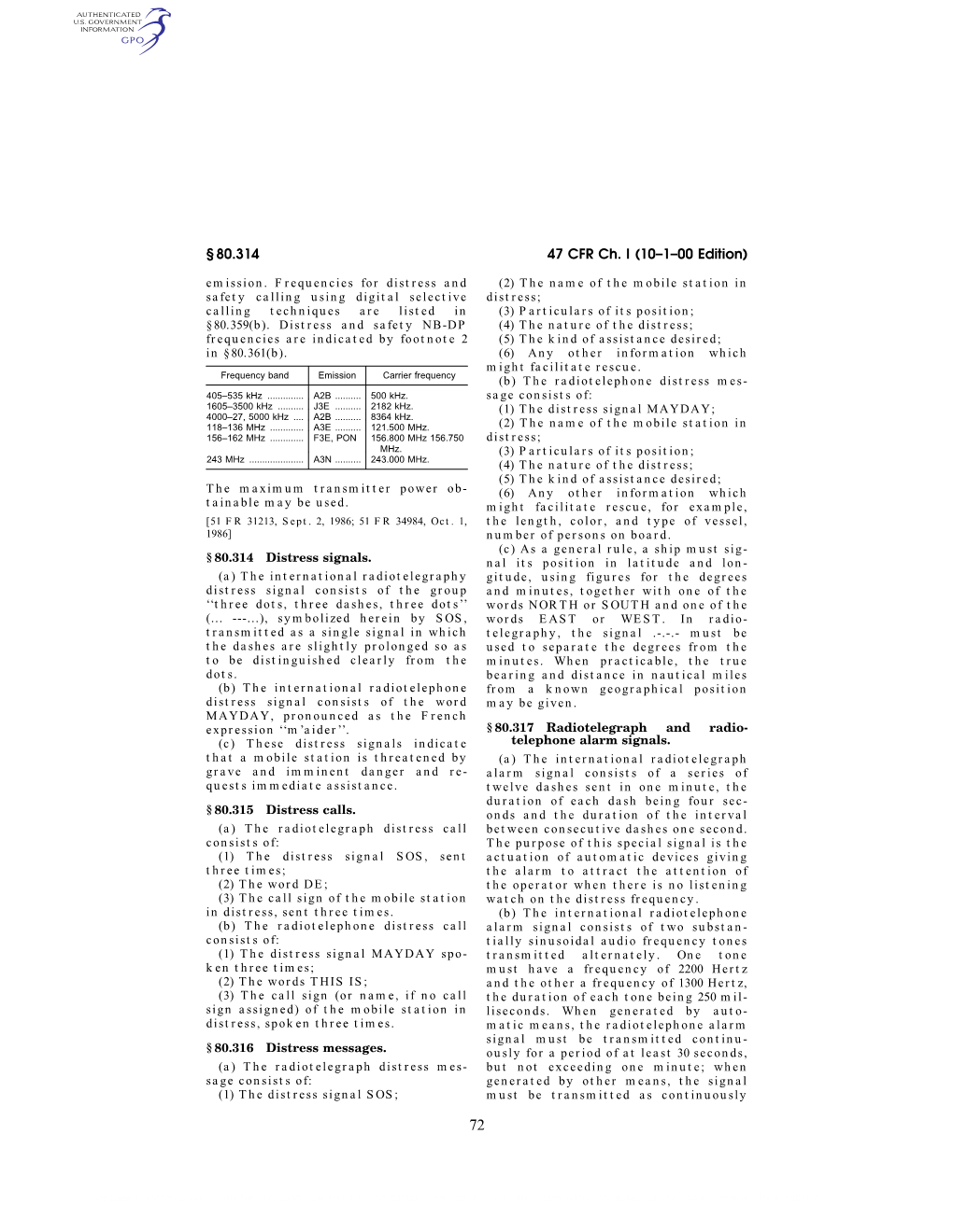 47 CFR Ch. I (10–1–00 Edition)