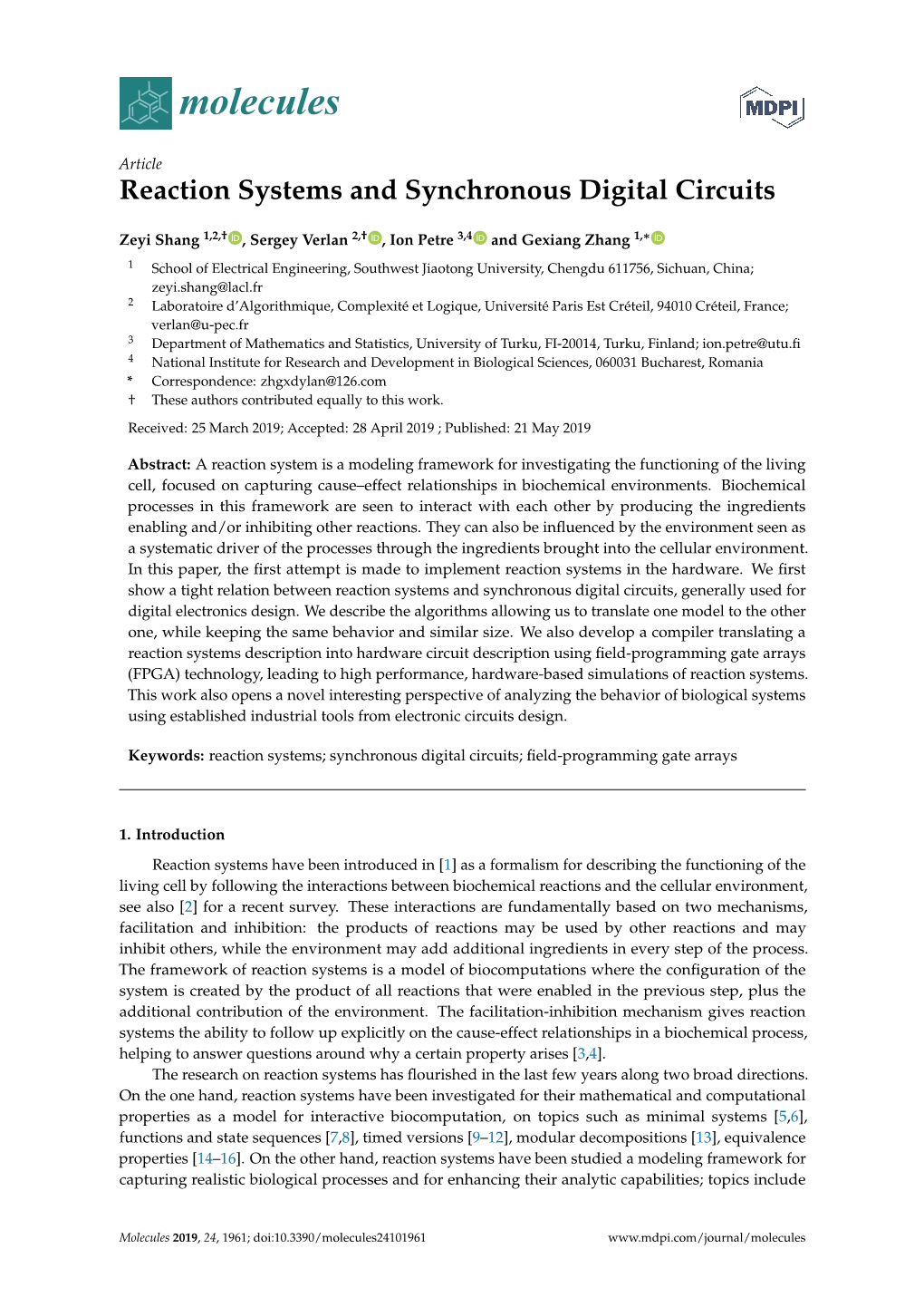 Reaction Systems and Synchronous Digital Circuits