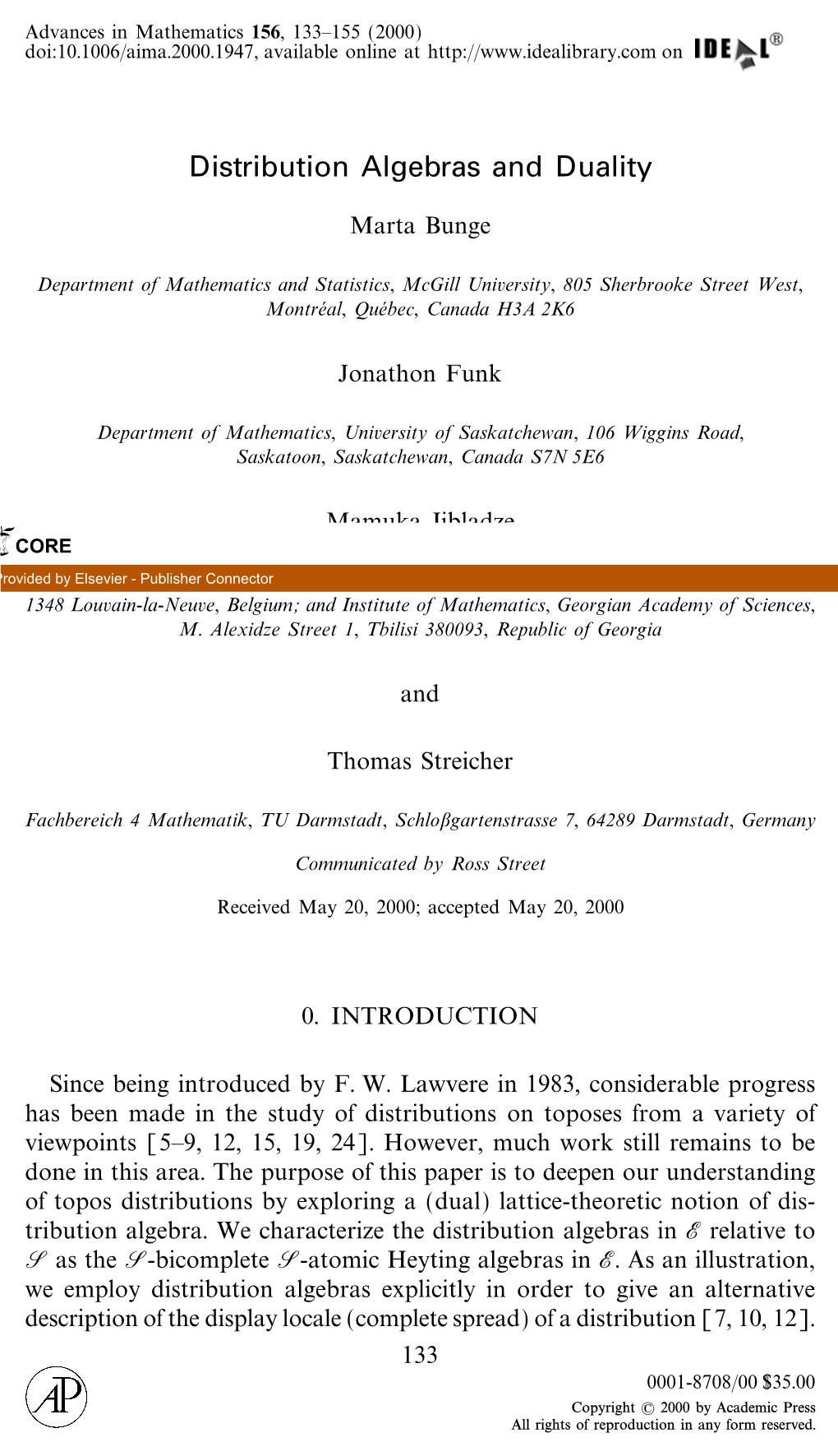 Distribution Algebras and Duality