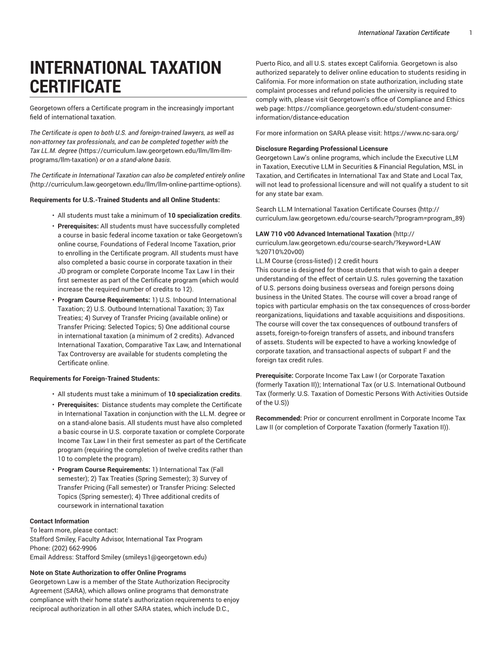 International Taxation Certificate