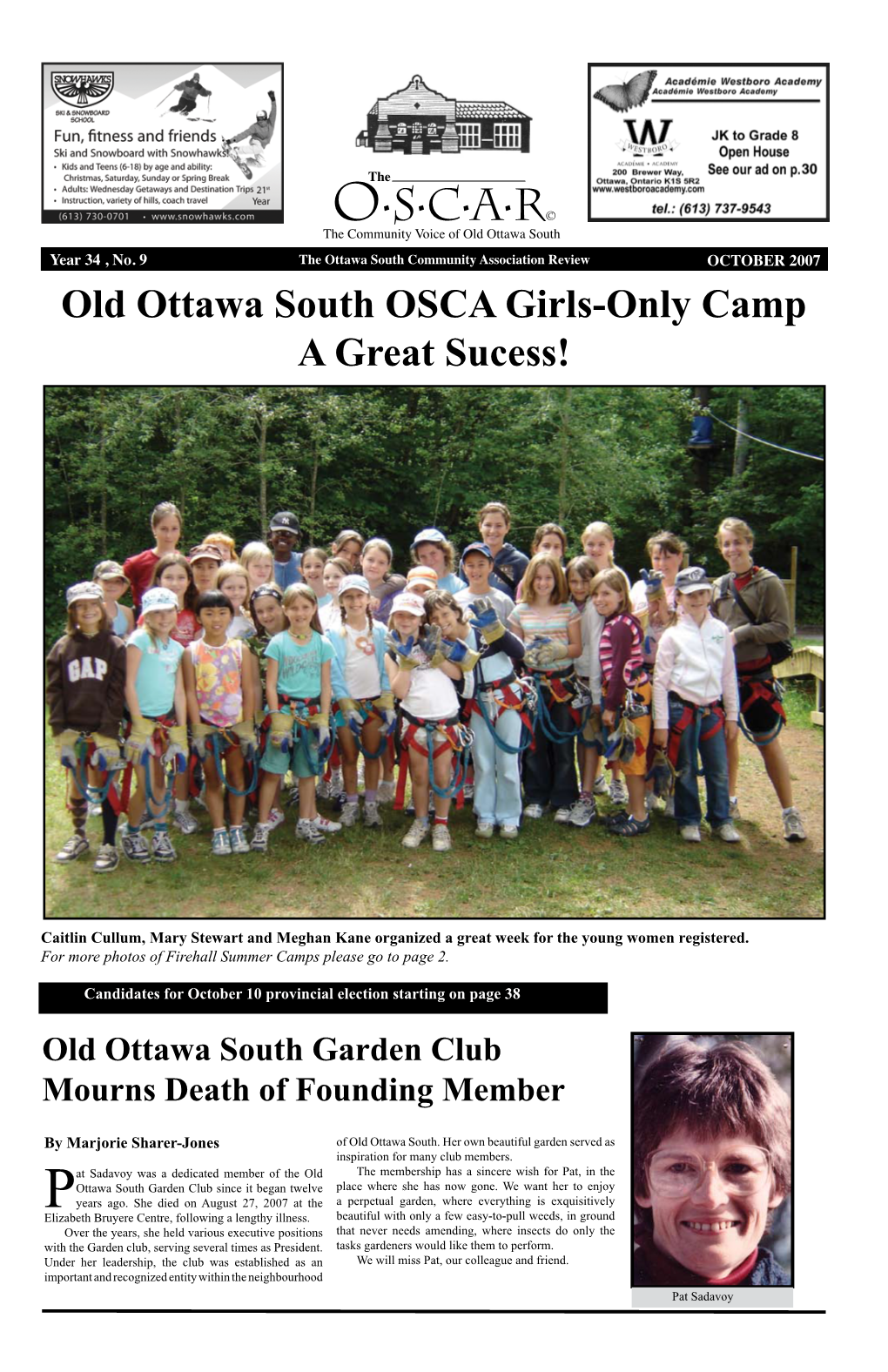 Old Ottawa South OSCA Girls-Only Camp a Great Sucess!