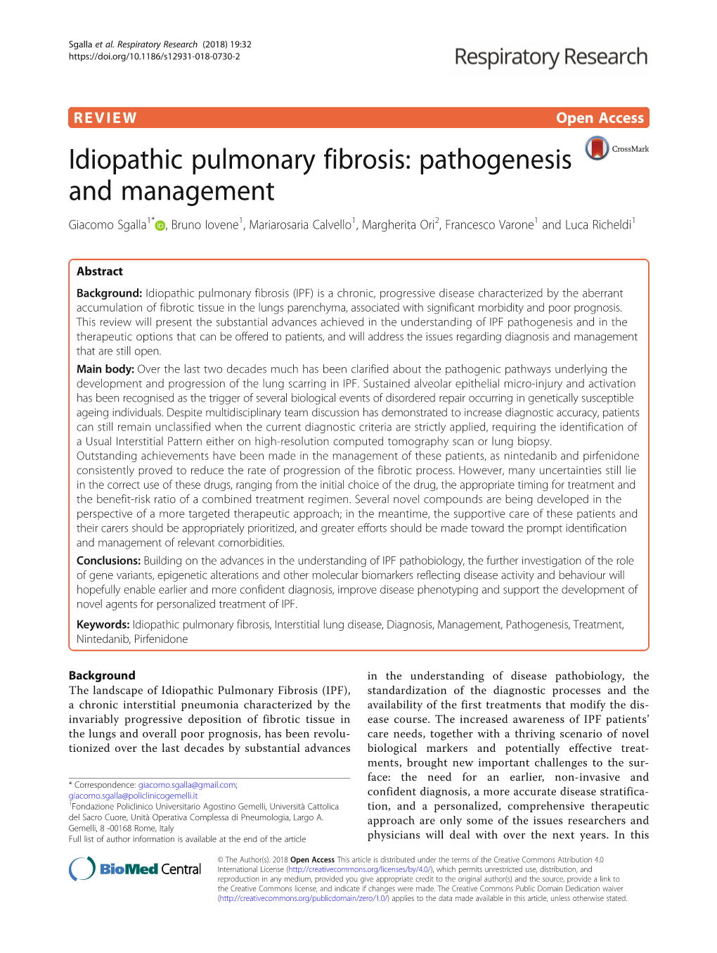 Idiopathic Pulmonary Fibrosis: Pathogenesis and Management